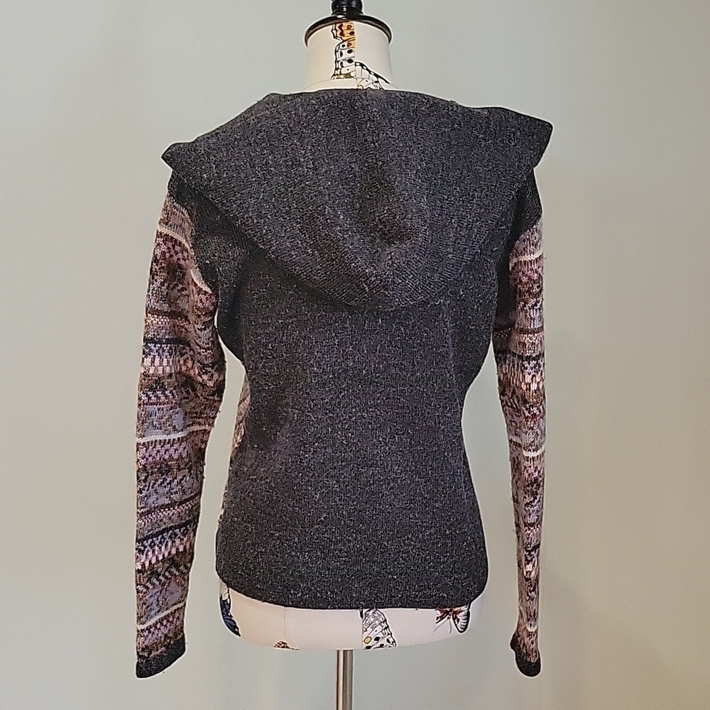 TOGETHER! wool blend zip up knitted hooded gray sweater.  Size is small. - Picture 3 of 6